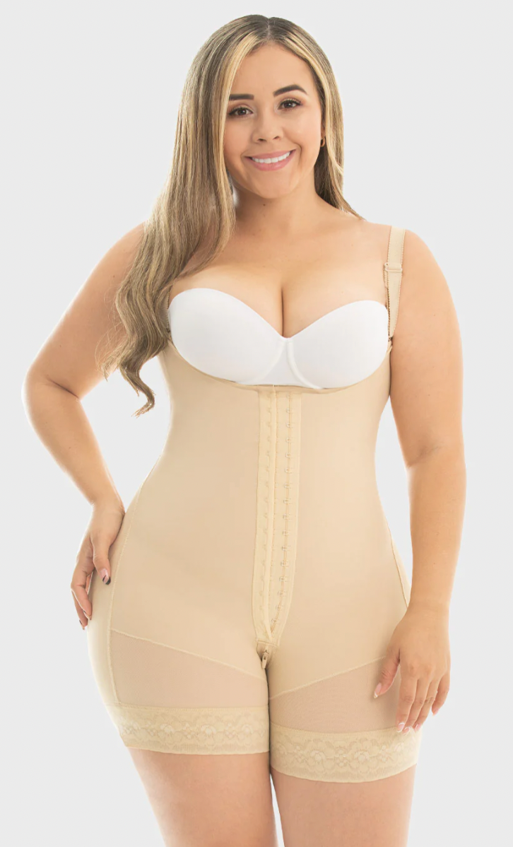 Beige Stage 1 Girdle with Bra and Sleeves