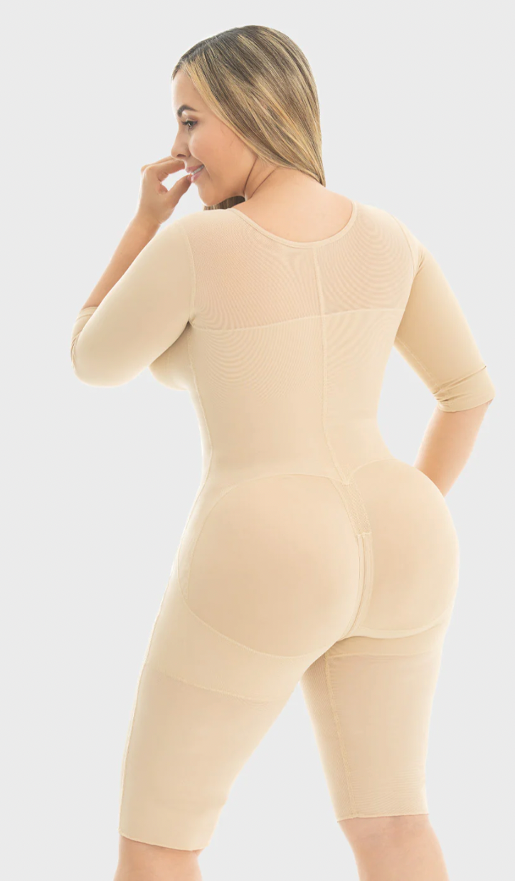 Beige Stage 1 Girdle with Bra and Sleeves