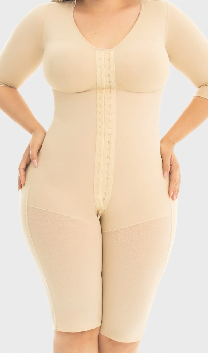 Beige Stage 1 Girdle with Bra and Sleeves