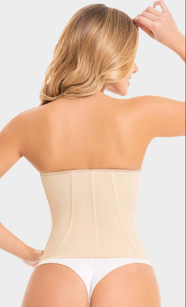 Beige Strapless Waist Trainer with Free Bust and Covered Back