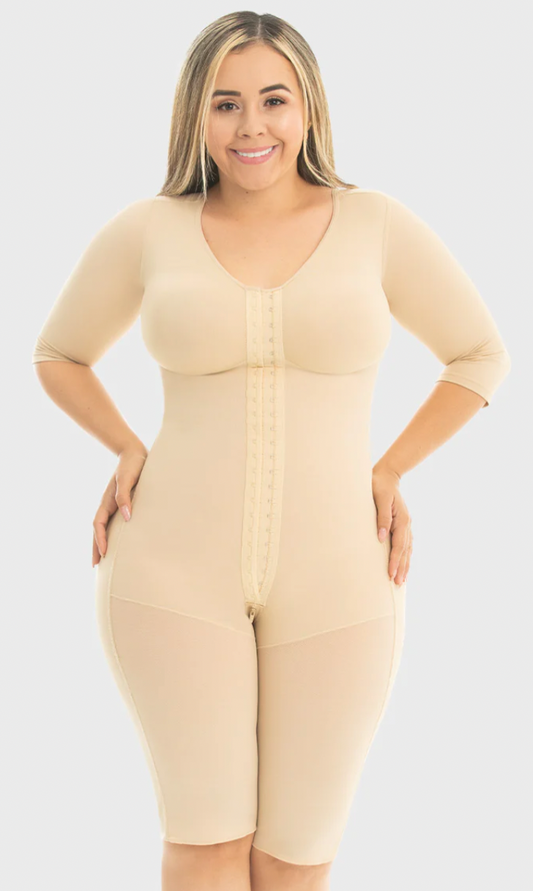 Beige Stage 1 Girdle with Bra and Sleeves