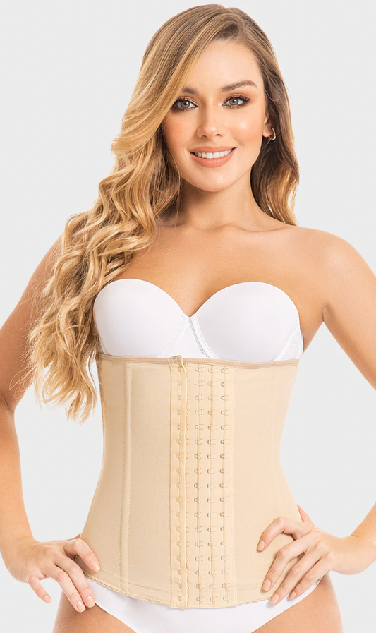 Beige Strapless Waist Trainer with Free Bust and Covered Back