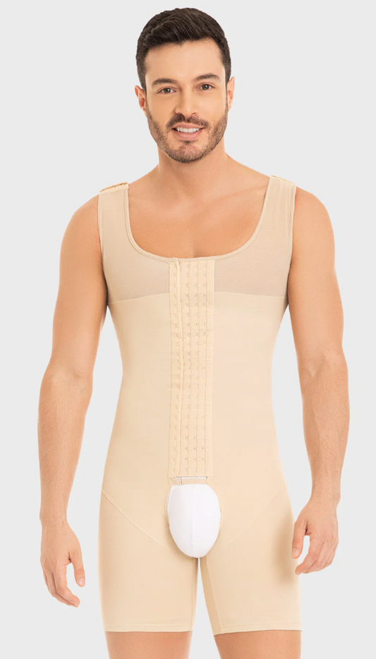 Beige Men's Mid-Thigh Faja with 4 Front Hooks